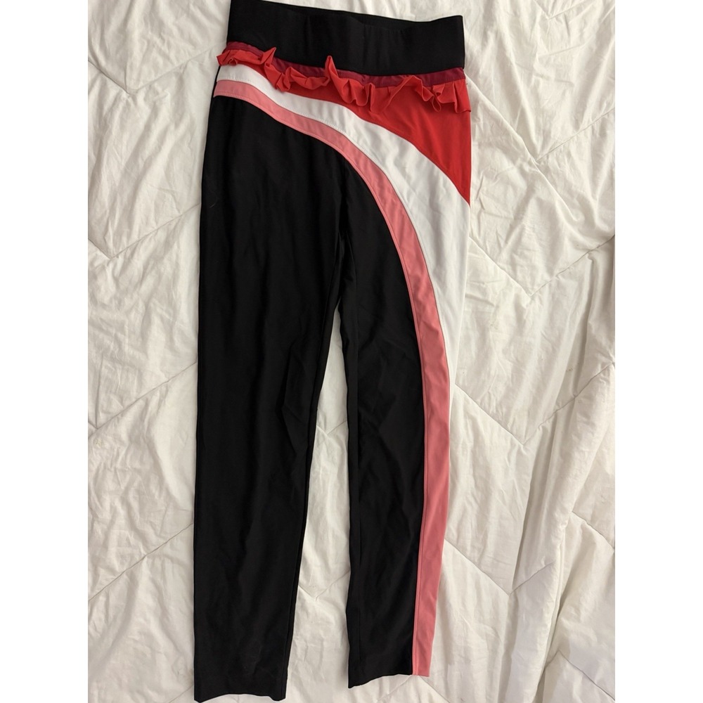 NO KA 'OI Womens Ruffled Color block Stretch Leggings Black Size 0